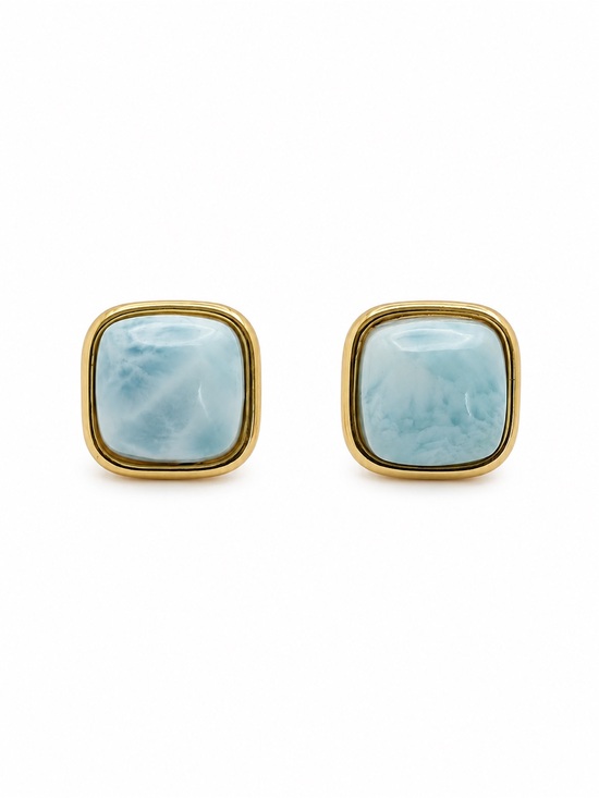 Venus and Vulcan Jewelry - Larimar Square Studs (#E119)